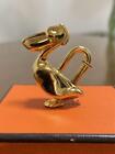 HERMES Pelican Motif Cadena Lock Bag Charm Gold Brass Keychain 1992 Rare