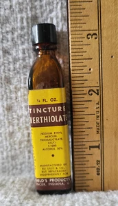 vintage Tincture Merthiolate Glass Bottle Amber Glass Eli Lilly 1/4Oz Empty - Picture 1 of 7
