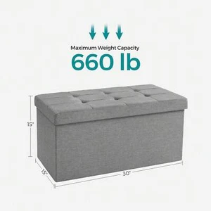 MAXPW-SONGMICSHOME 30 Inches Folding Storage Ottoman Bench, Storage Chest, Foot - Picture 1 of 36