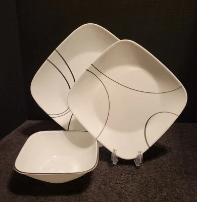 SIMPLE LINES by CORELLE Juego de 12 (4 Platos de Cena y Ensalada, 4 Cuencos) Foto 1 de 4