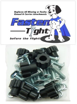 FASTEN TIGHT® Pet Carrier / Kennel Replacement Nut Bolt Fasteners - Black-8pk