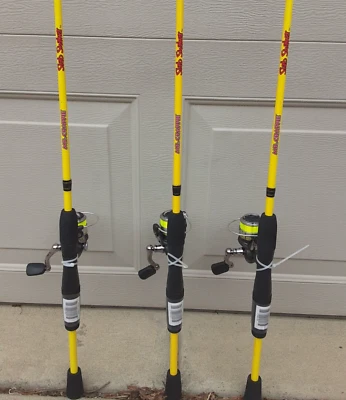 lot of 3 Mr. Crappie Lew's Slab Shaker 5'6" spinning Rod &  Reel combo w/line - Image 1 of 3
