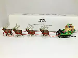 Trineo Dept 56 North Pole Series & Eight Tiny Reindeer 56111 ¡Completo! Stock antiguo - Imagen 1 de 14
