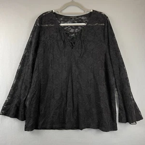 Lane Bryant Bluse Größe 18/20 schwarz Stretch Spitze Witchy Goth Stevie Nicks - Bild 1 von 10