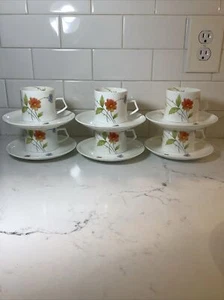 Mikasa JUST FLOWERS Tea Cup And Saucer Set Of 6 Bone China A4-182 - Picture 1 of 17