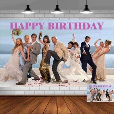 Mamma Mia Birthday Decorations Backdrop Banner Poster Party Supplies 5x3ft - Image 1 of 4