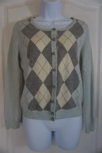 Talbots Argyle Strickjacke Pullover Wollmischung grau blau Größe Petite S - Bild 1 von 7
