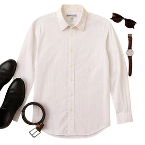 Pronto Uomo Men’s White Textured Dress Shirt XL | Long Sleeve Button Front EUC - Picture 1 of 12