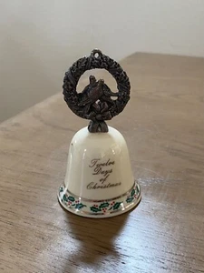 Reed & Barton Ceramic 12 Days Of Christmas Bell Ornament 1991 Turtledoves - Picture 1 of 2