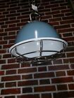 Hngelampe mit Gitter Deckenlampe - Rund Maritim Industrial Vintage Blau, Wei 