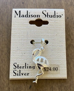 Madison Studio Sterling Silver Flamingo Charm marked 925 New on Card! Bird lover - Picture 1 of 5