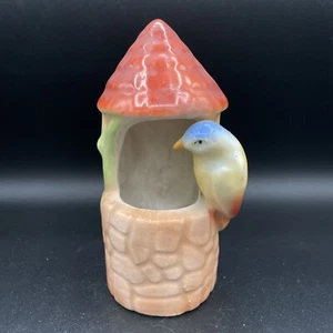 Vintage Czechoslovakia Bird Wishing Well Wall Pocket Matte Mold 5996 A -Stamp 31 - Picture 1 of 8