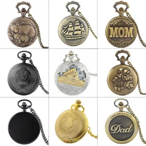 Vintage Steampunk Quartz Pocket Watch Necklace Chain Classic Pendant Gift Retro - Picture 1 of 44
