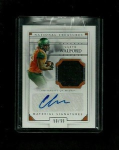 Clive Walford National Treasures Collegiate Jersey Auto Rookie #/99! HURRICANES!