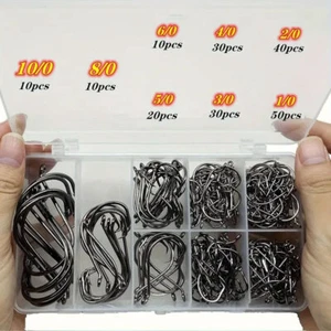 200pcs Strong Offset Circle Fishing Hooks Octopus Big Game Fish Hooks 1/0-10/0 - Picture 1 of 24