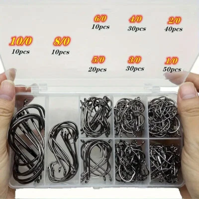200pcs Strong Offset Circle Fishing Hooks Octopus Big Game Fish Hooks 1/0-10/0 - Image 1 of 4
