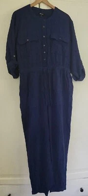 Madewell Jumpsuit Sz 14 Women Lightspun Cotton Gauze Lagenlook Boho Blue Comfy  - Image 1 of 4