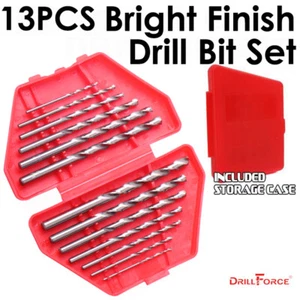 Juego de brocas Drillforce 13 piezas acabado brillante HSS brocas herramientas 1/16"-1/4" - Imagen 1 de 5