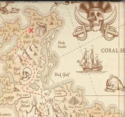 Sábana Ajustable Treasure Map QUEEN ~ NUEVA ~ Sombrero Pirata Calavera Espadas Brújula de Mar Foto 1 de 4