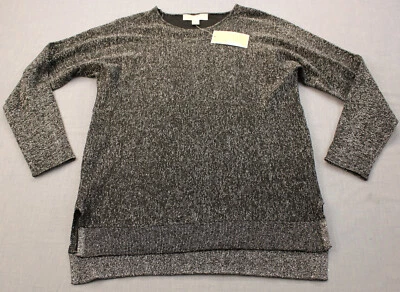 Suéter Michael Kors Logo Mujer Negro y Plateado Metálico Cuello Redondo Nuevo con Etiquetas S $100 Foto 1 de 4