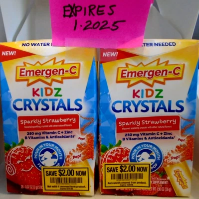 Suplemento de apoyo inmunológico Emergen-C KIDZ Crystals On-The-Go 28 ct PACK DE 2 Foto 1 de 2