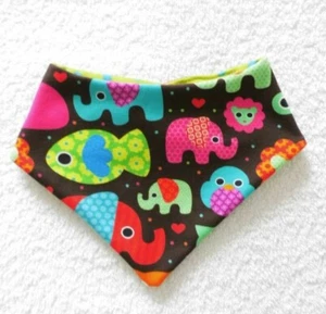 Pañuelo para el cuello del bebé / pañuelo reversible animales de zoológico hecho a mano - Imagen 1 de 2
