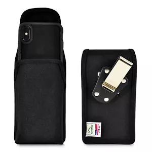 Fondina da cintura iPhone 11 Pro, XS e X verticale nera nylon clip girevole - Foto 1 di 12