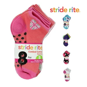 Stride Rite Girls Combed Cotton Quarters Socks-8 Pack - Picture 1 of 22