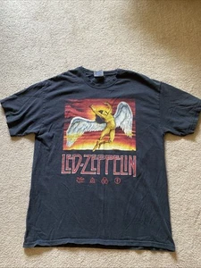 Led Zeppelin T-shirt Sz L Black Hanes Heavyweight Swan Wings Logo Symbols - Picture 1 of 8