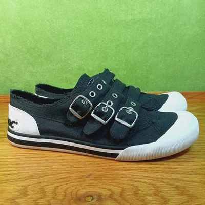 Rocket Dog Jolissa Aviator shoes Womens Size 8 Strap Casual Everyday Black/Wht - Image 1 of 4