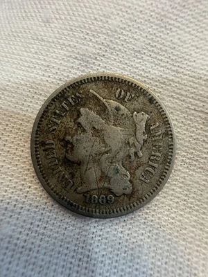 1869 Three Cent Nickel Piece 3C Ungraded US Type Coin - Image 1 of 2