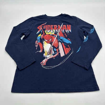 Spiderman Marvel Long Sleeve Shirt Youth Boy Small Graphic Print Blue ..#34286 - Image 1 of 4