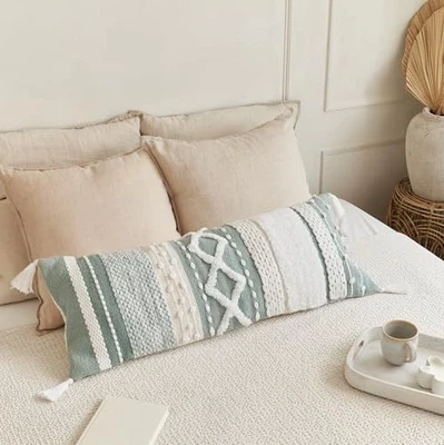  Funda de Almohada Lumbar Boho Decorativa 14x36 - Hermosa Almohada con Salvia Foto 1 de 4