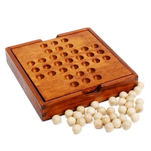 Games Solitaire Party Chess Game Wooden UK Props Solitaire Game Marble Gift - Picture 1 of 11