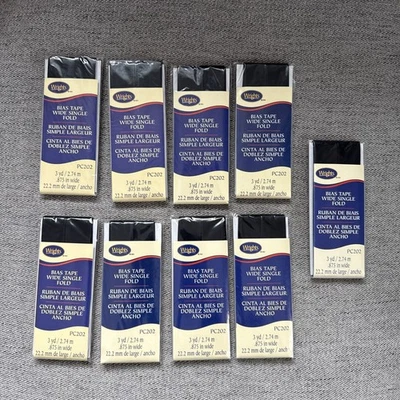 Cinta sesgada Wrights ancha pliegue único - negra Foto 1 de 3