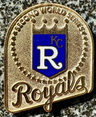 1985 baseball KANSAS CITY ROYALS 2nd WORLD SERIES vintage PRESS PIN pinback MLB - Image 1 of 4