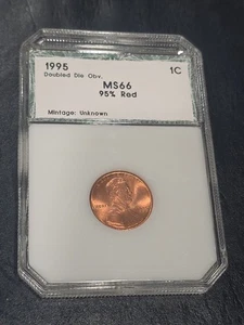 1995 (P) 1c Lincoln Cent DDO Doubled Die Obverse PCGS MS 66 RD - Picture 1 of 5