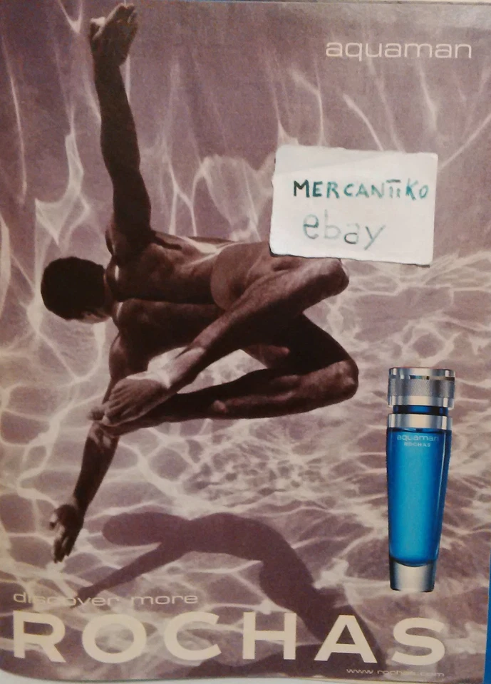ROCHAS aquaman profumo 2001 PUBBLICITÀ ADVERTISING WERBUNG CLIPPING Publicite - Photo 1/1