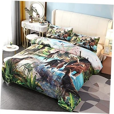  Juego de edredón tamaño queen para niños/adolescentes reina: 90""*90"" edredón dinosaurio Foto 1 de 4