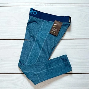 Men's Nike Pro Athletic Gym Leggings Ankle Length Size Small Color Blue - Picture 1 of 5
