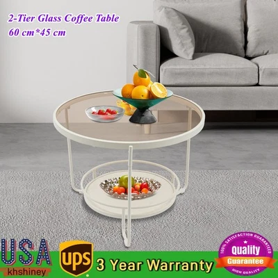 Modern Round 2-Tier Side Table, Coffee Table,tea table for balcony, study room - Image 1 of 4