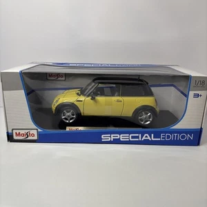 Rare Yellow Mini Cooper 1:18 Scale Special Edition Sun Roof Maisto Die Cast New - Picture 1 of 9