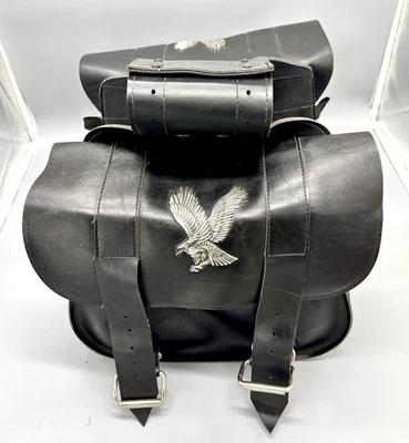 Juego de alforjas de cuero vintage Eagle Willie & Max Black Magic para motocicleta Foto 1 de 4