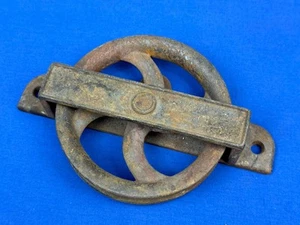 C.1895 BARN DOOR Floor Guide ROLLER, Rides on Half Pipe Track Prevents Swinging - Picture 1 of 10
