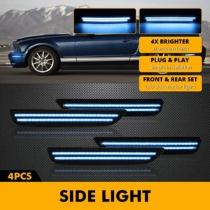 4x For 2010-2014 Ford Mustang Smoked Lens Front & Rear LED Side Marker Lights - Picture 1 of 12
