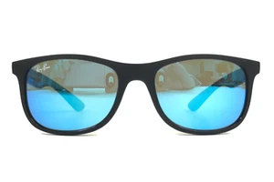 Ray-Ban Kids Sunglasses RJ9062S 7013/55 Shiny Black Frames w/ Blue Mirror Lenses - Picture 1 of 14
