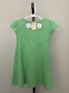 GYMBOREE Girls Cotton T Shirt Dress Sz 4 Green With Daisies On Collar-Adorable! - Picture 1 of 7