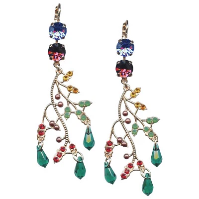 Mariana Earrings Vine & Berries Sapphire, Burgundy, Topaz, Brown, Siam, Pacif... - Image 1 of 3