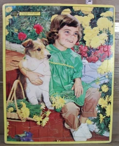 Vintage Built Rite Sta-N-Place Inlaid Puzzles No. 135:29 Young Girl and Dog - Picture 1 of 6