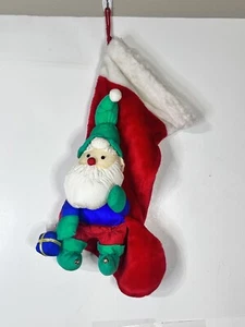 VTG Smithy Santa Claus Plush Christmas Stocking Hanger 19 Inch Stuffed - Picture 1 of 11